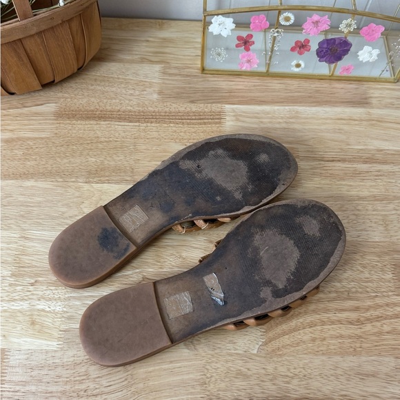 Madewell The Addie Leather Slide Sandals Tan Brown Size 10 Boho Summer Beach - Picture 5 of 11